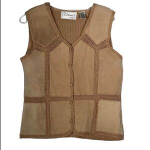 Vintage 90’s suede and crochet knit patchwork vest